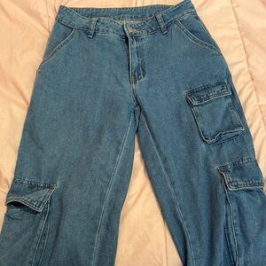 Women’s Blue Cargo Denim Jeans